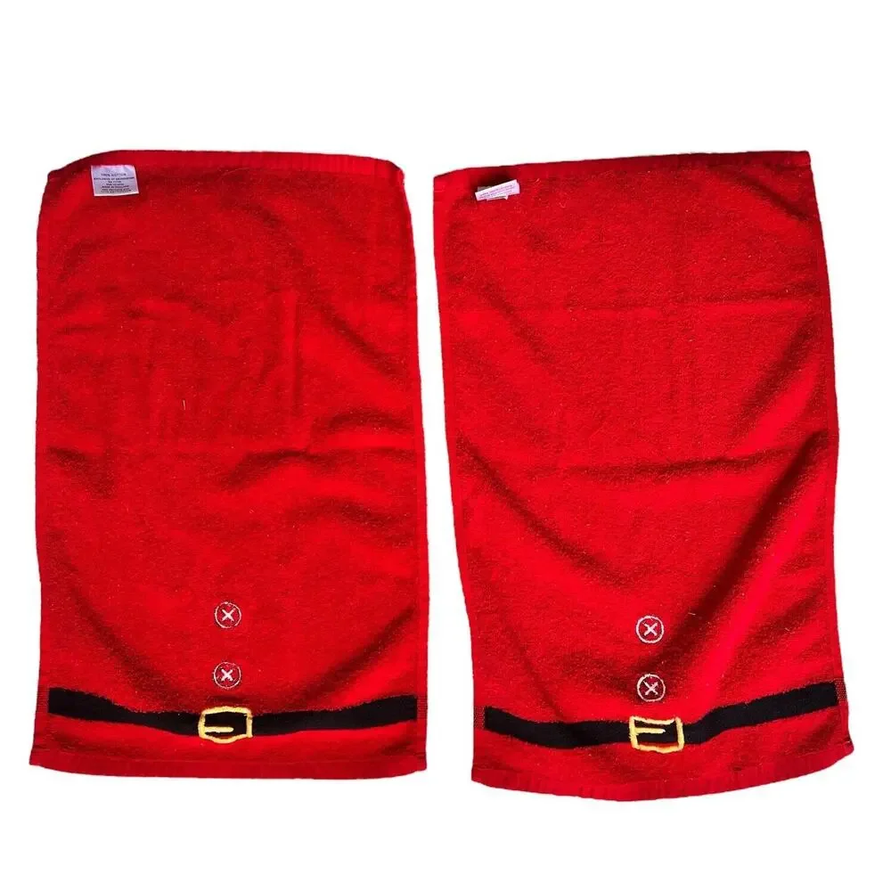 2-Pack Santa Suit Hand Towels Bathroom Red Christmas Holiday‎ Kitsch Seasonal